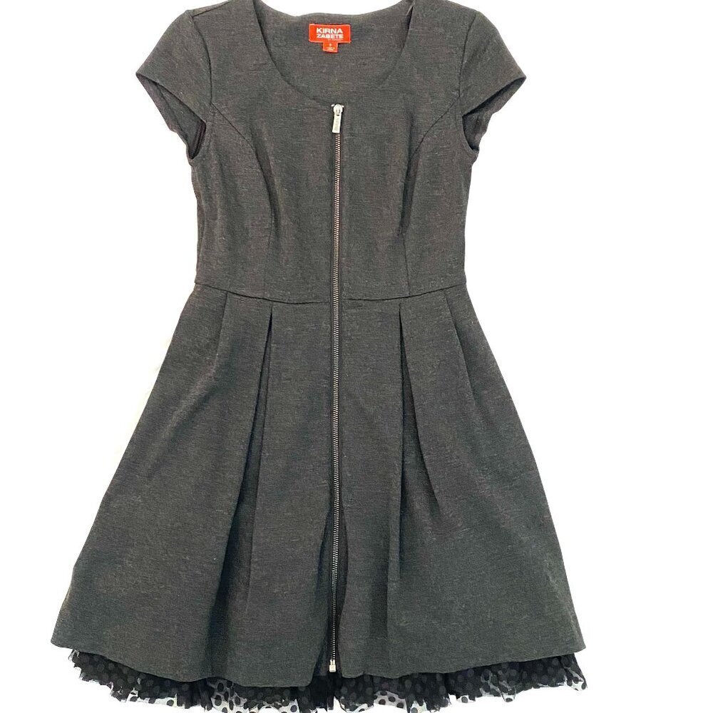 Kirna Zabete Target grey mini dress Womens 2 zipper Polka dot tulle party retro